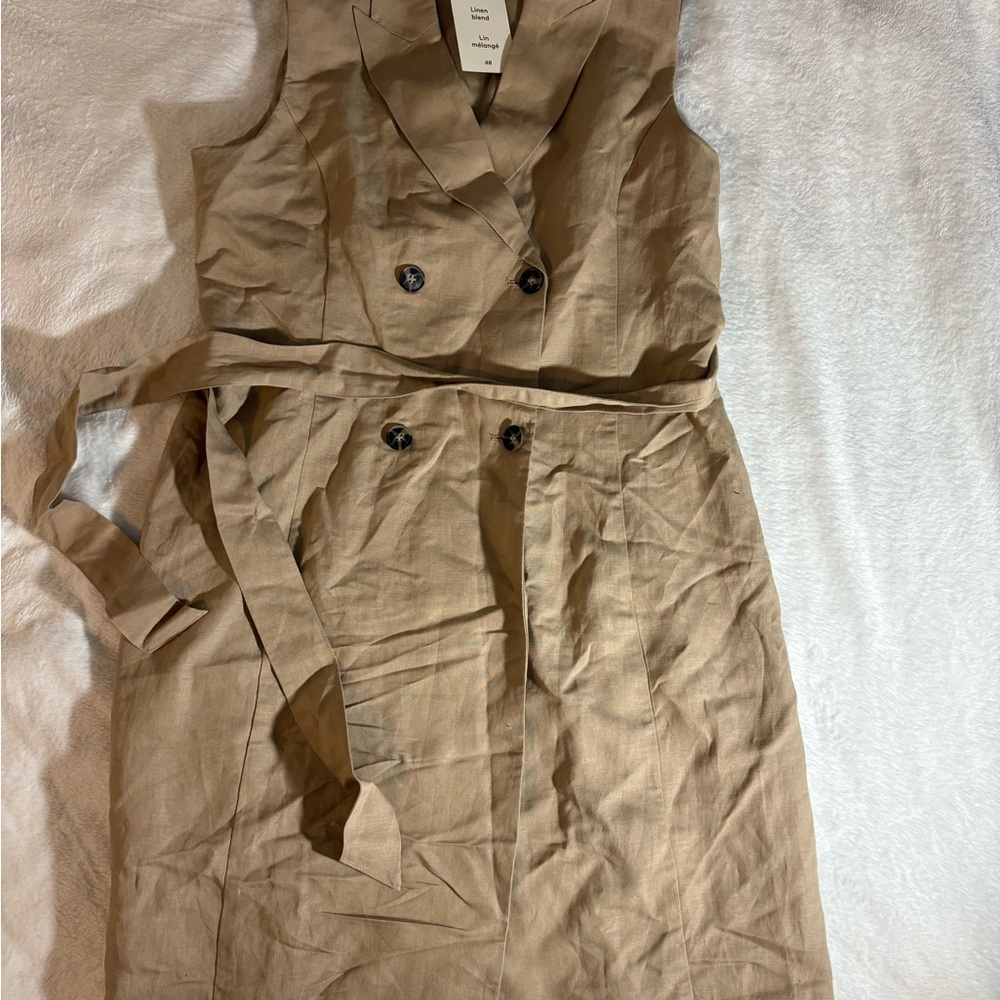H&M Linen Blend Jacket Dress Size L NWT